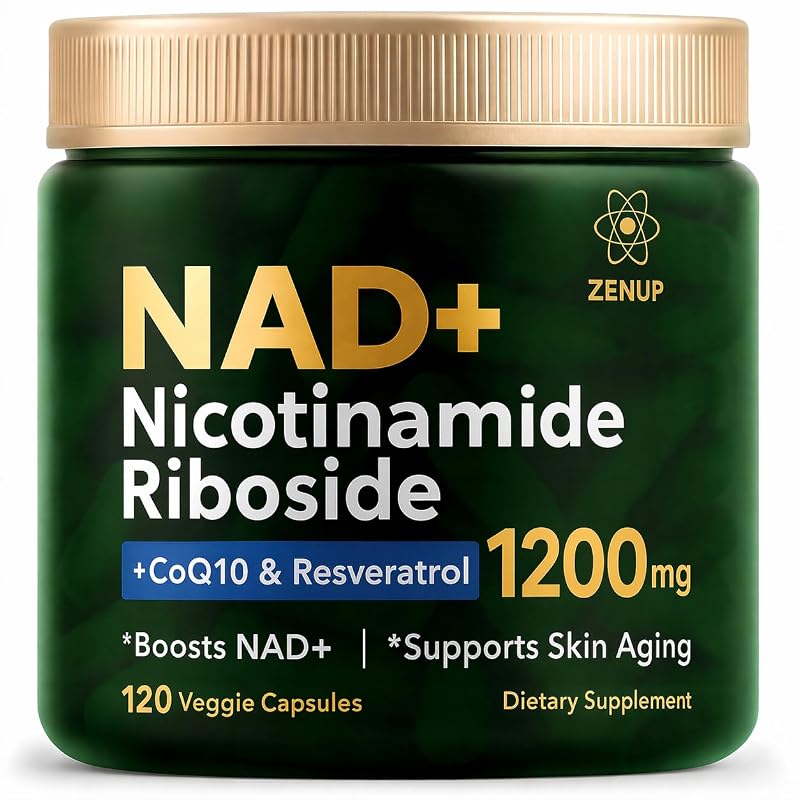 ZenUP Suplemento antioxidante com ribosídeo de nicotinamida malato, CoQ10, trans-resveratrol e quercetina, 1200 mg por porção, 120 cápsulas vegetais