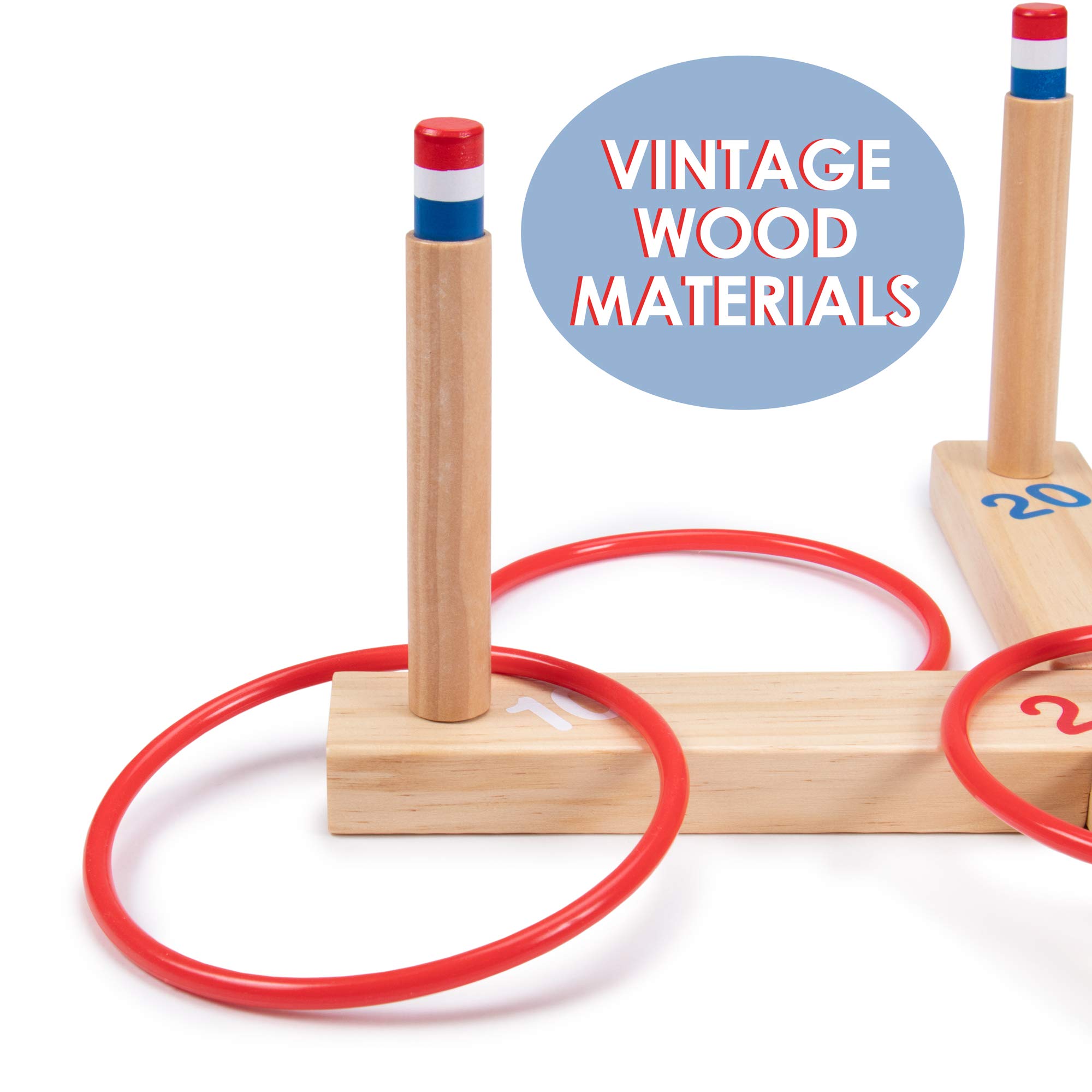 Midway Monsters Ring Toss Game - Classic Wooden Set with 4 Plastic