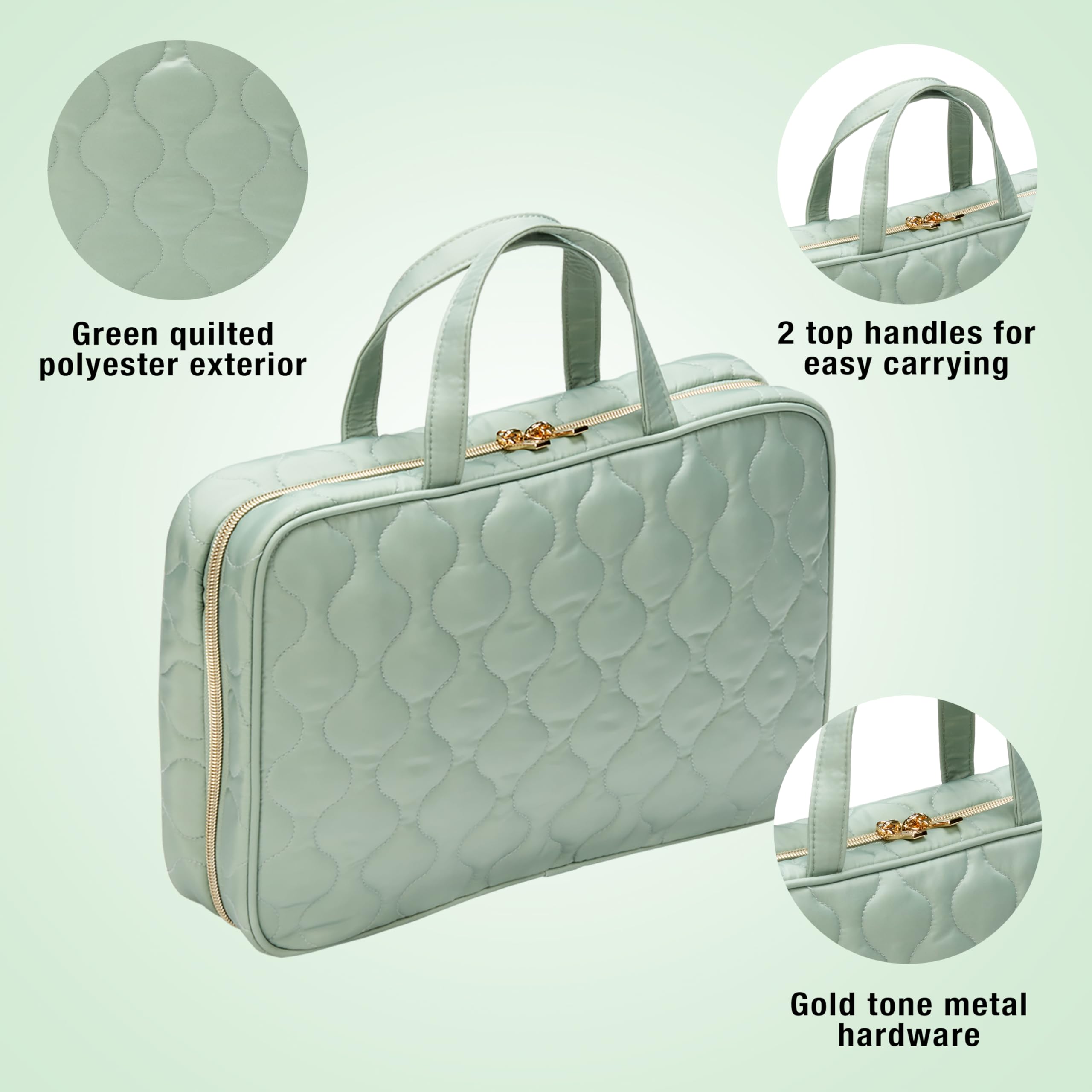 Conair Beauty case da viaggio, trousse per cosmetici, borsa da viaggio, verde salvia, 1 pezzo (confezione da 1)