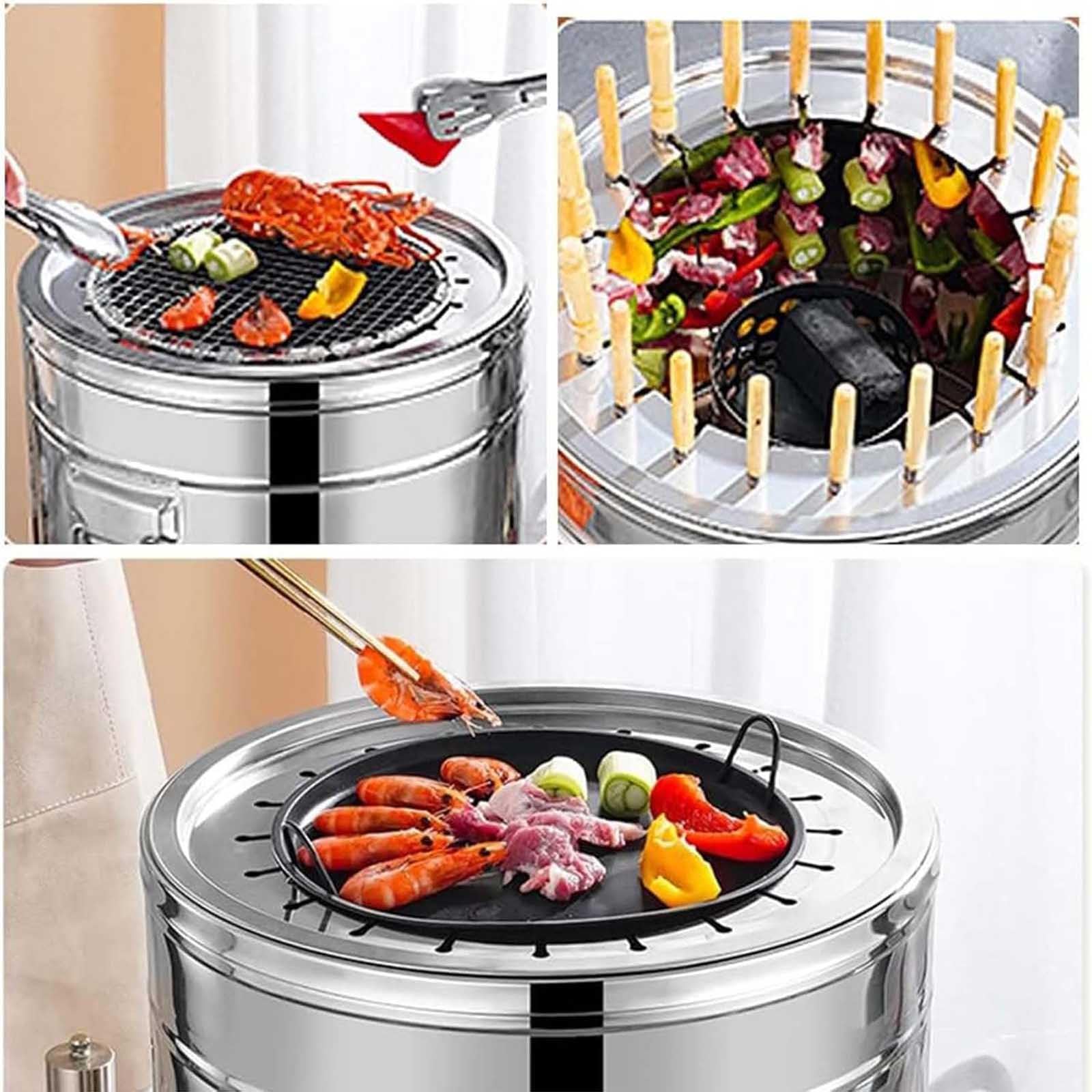 Barbecue a carbonella con 30 spiedini, design da appendere, grande capacità, in acciaio inox, per barbecue e brasatura