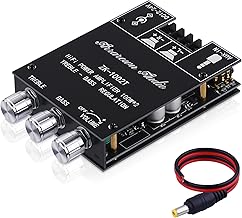 ZK-1002T 2.0 Channel Bluetooth 5.0 Amplifier Board 200W HiFi Subwoofer Audio AMP with Treble and Bass Control BT and AUX Inputs, DC 12-24V 2.0 Channel Stereo AMP Module for DIY Speakers