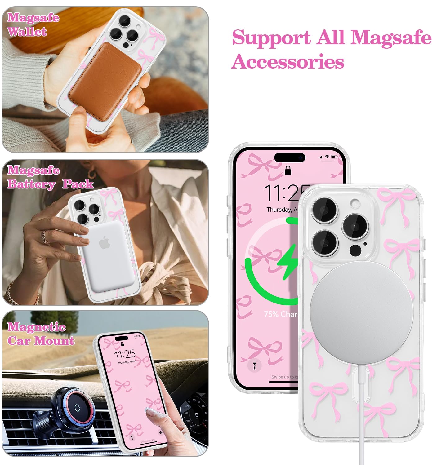 Amazon.com: UEEBAI Magnetic for iPhone 16 Pro Case, Bow Case