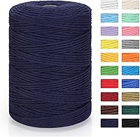 Vista 32 de Cordón de macramé de 1/8 pulgadas x 328 yardas Cuerda de macramé 100% algodón natural Cordón de algodón torcido de 4 hebras para manualidades