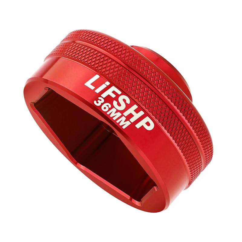 Soquete para Filtro de Óleo 36 mm LIFSHP em Alumínio, Encaixe Sextavado para Ford F250, BMW, Mini, Audi, VW e Porsche – Vermelho