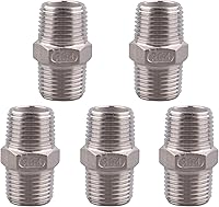 Vista 19 de Pezón hexagonal macho de 1/8 pulgadas NPT – Acero inoxidable 304 roscado para kit de preparación, aplicación de tubería casera (paquete de 5)