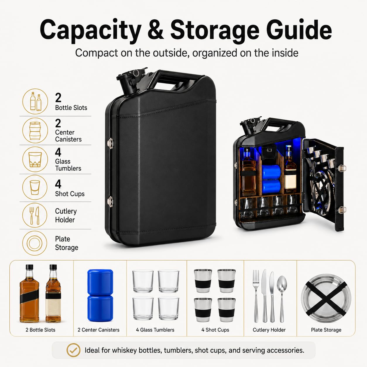 TsoLay Juego De Mini Bar De 20 litros, Mueble Bar Portátil para Whisky con Construcción Robusta, Mueble Bar Móvil para Bares Domésticos, Regalo para Hombres, Padres, Maridos, Novios