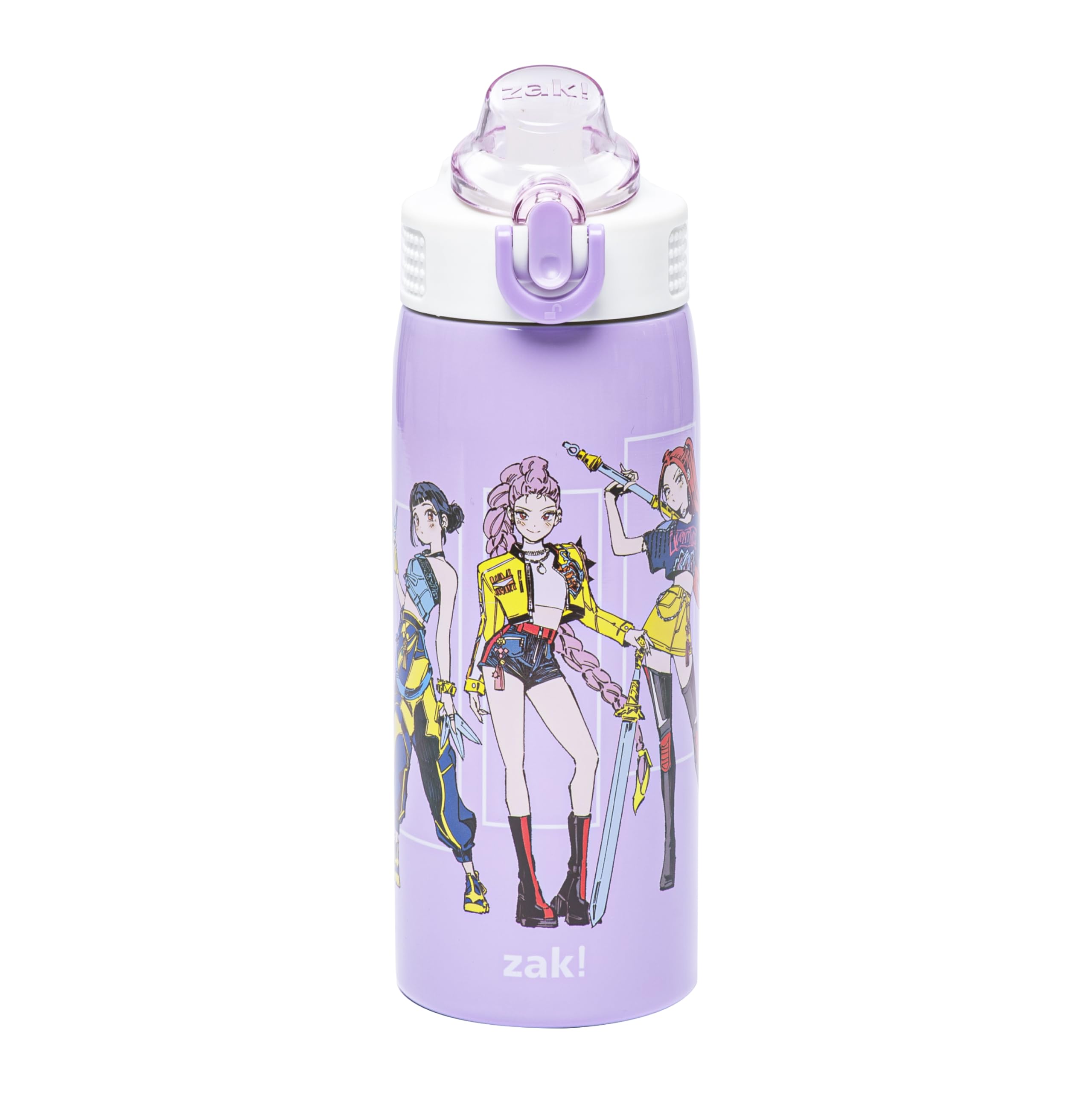 Zak Designs KPop Demon Hunters Sage 19oz Leak-Proof Straw Kids Water Bottle | BPA Free, Insulated Stainless Steel, Cupholder Friendly, Dishwasher Safe, Lid Lock, Handle, For School, Home, Travel, Outdoor