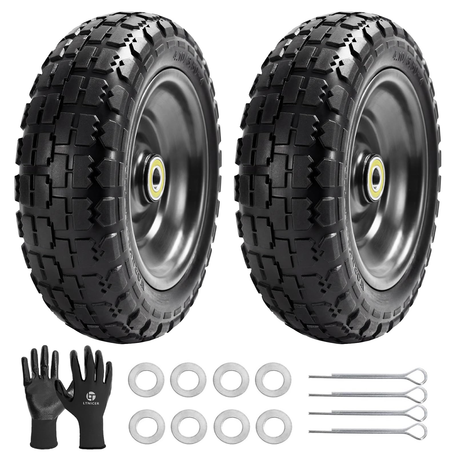 10' Flat Free Replacement Wheels for Gorilla Carts (2-Pack)