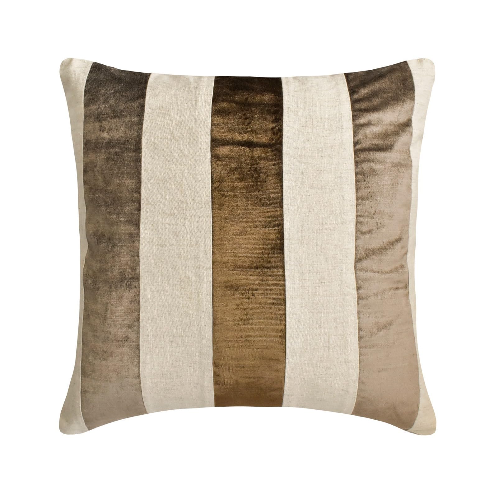 The HomeCentric Striped Decorative Throw Pillow Covers 12" x 12" | Modern Velvet Cushion Cover | Patchwork Brown Pillowcases for Couch, Sofa, Bed, or