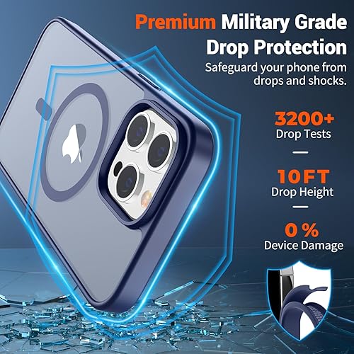 Miniatura 597 de SUPFINE - Funda magnética para iPhone 13 Pro Max (compatible con MagSafe), (protección contra caídas de grado militar de 10 pies), delgada, Negro