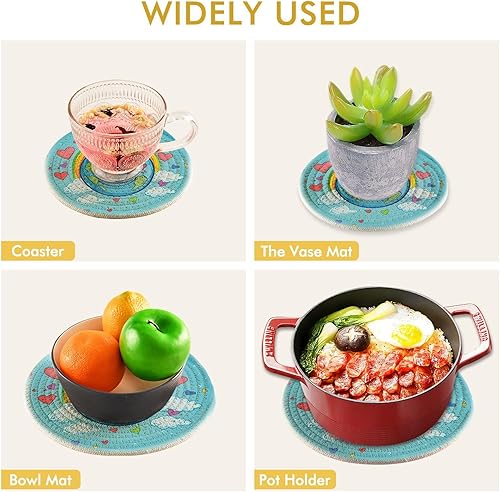 Miniatura 198 de Trivets for Hot Dishes Pots and Pans 2 PC Pot Holders Heat Resistant Cotton Round Potholders for Kitchen Countertop Decorative Autumn Maple Leaves