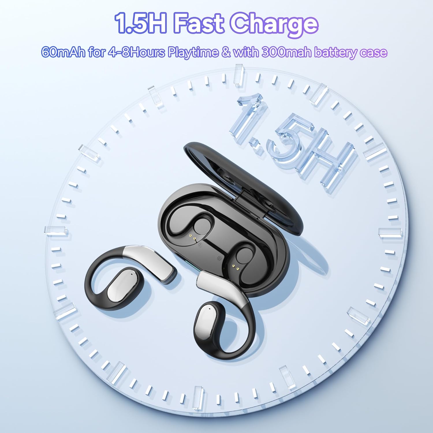 AI Language Translator Earbuds,OWS Real-Time 4-in-1 Translation Earbuds 144 Languages & Accents, Bluetooth 5.4 Translation Device for Travel/Business/Learning (SP39 Silver Black)