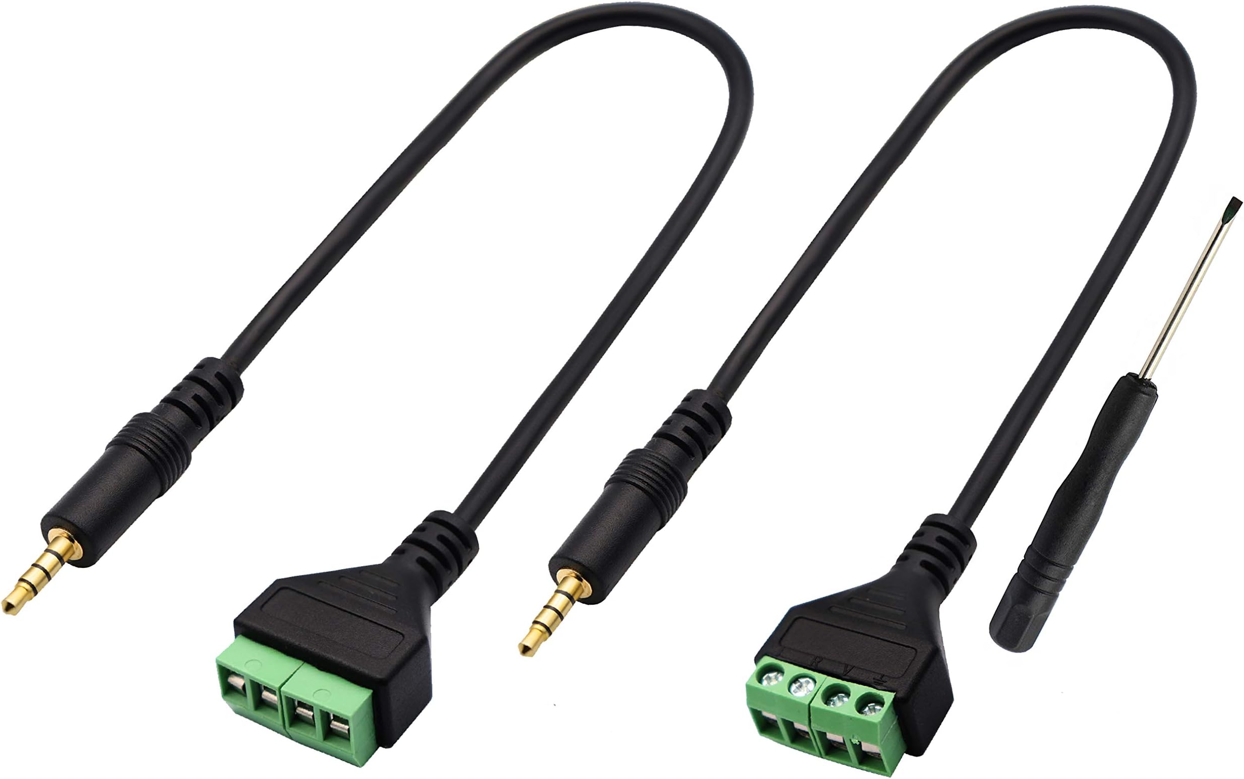 zdyCGTime 3.5mm Screw Terminal Block Cable 3.5mm (1/8inch) Stereo TRRS Audio Male to 4 Pin/Way Female Bolt Screw Headphone Balum Converter Adapter Cable.(30CM/2Packs)