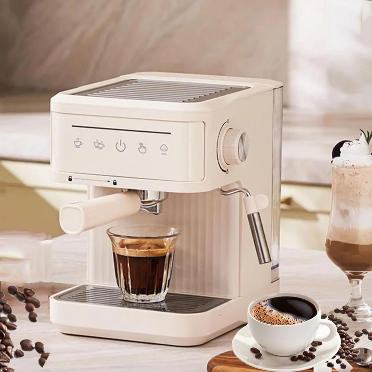 Máquina de Espresso Semi Automática con Espumador, 1.8L y Control de Temperatura