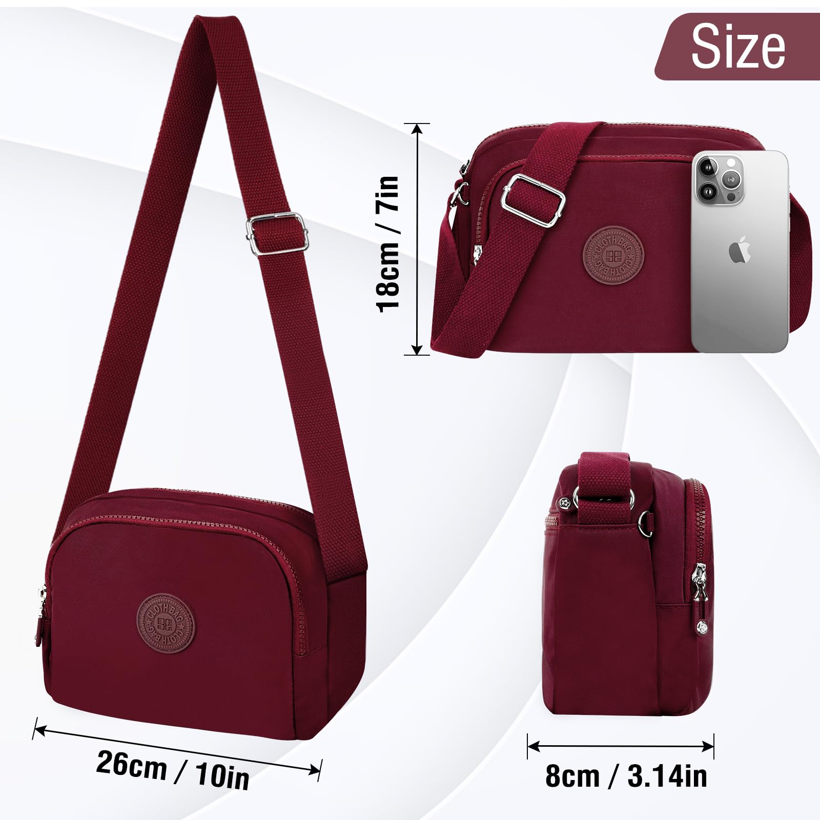 Faneam Borsa a Tracolla Donna Casual Borse Spalla Borsetta Tracolla Ragazze Moda Borsa Tracolla con 3 Scomparti Crossbody Bag Spallacci Regolabili Borsa a Tracolla per Sport Viaggio Shopping