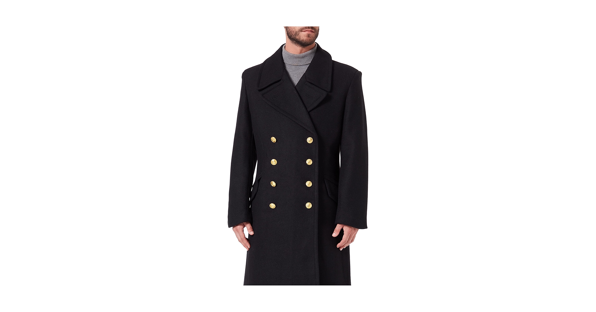 Mil-Tec Double Breasted Naval Great Coat (Black, 41-42 inch