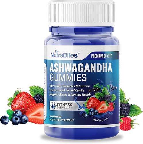 Suplementos de gomitas Ashwagandha Gummies para aliviar el estrés, apoyar el sueño, aumentar la energía y claridad mental, sin OMG, sin gluten