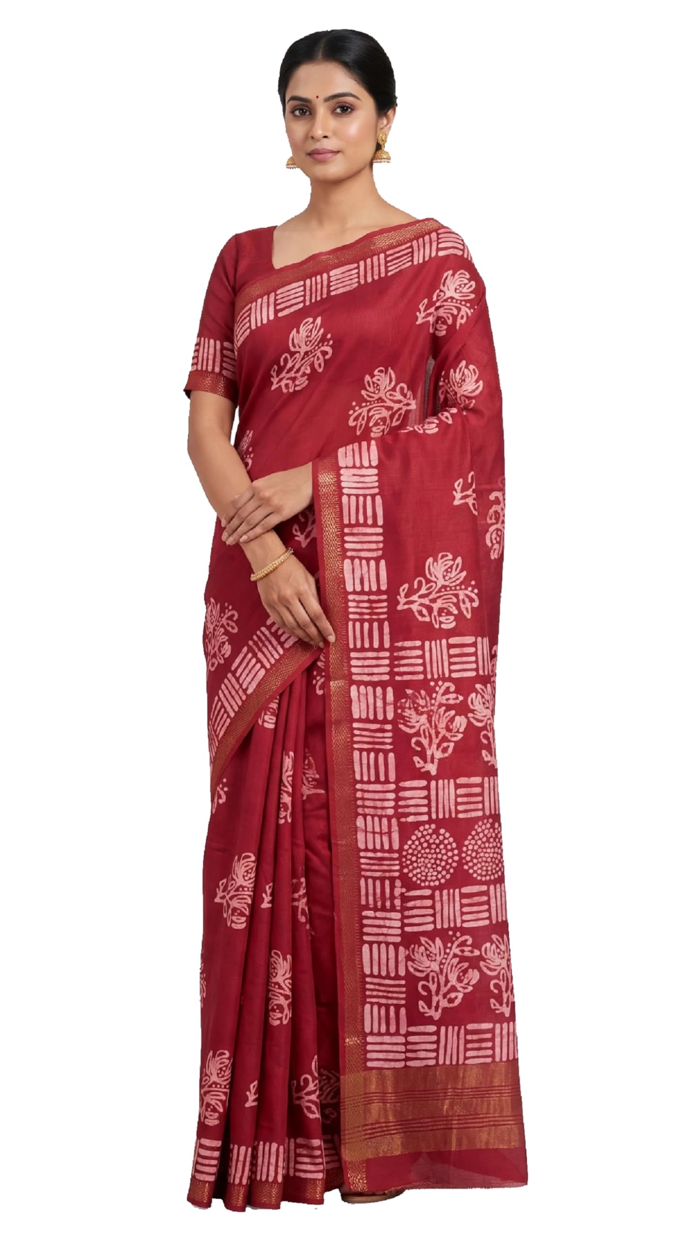 Paul Bastralaya Women’s Soft Pure Chanderi Batik Saree for Women | Elegant Green Traditional Saree with Zari Border & Unstitched Blouse Piece-picture-25
