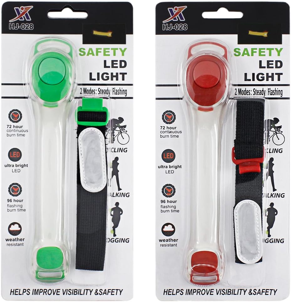 2個/パックMaxin LEDライト明るいアームバンド、シリコンReflective Running Gear、LEDブレスレットグ  【2本セット】ランニング ライト 反射材ライン ワンタッチ 点灯 光る LEDアームライト アームバンド 夜間 リストバンド ウォーキング