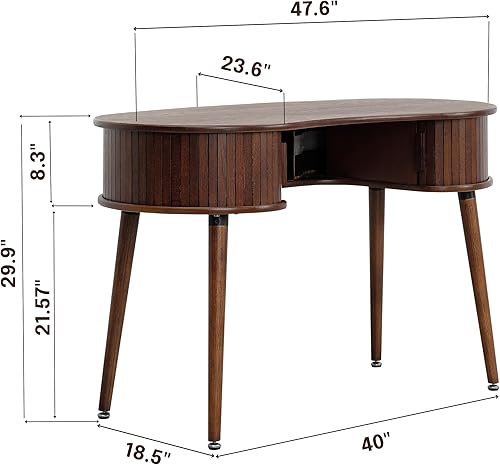 Miniatura 2 de NTC Escritorio Ripple, Moderno Escritorio de Escritura de Madera con Dos Cajones Ocultos, Elegante Diseño de Ranuras Verticales, Estación de Trabajo