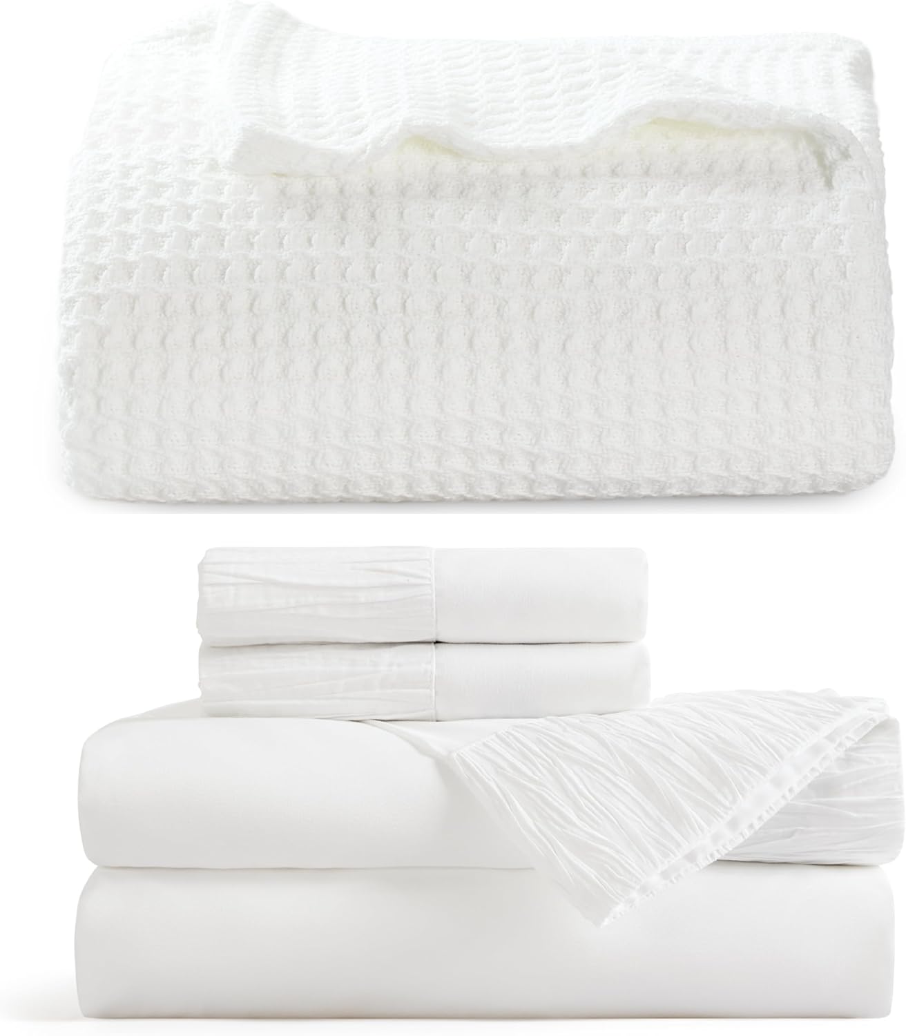 Bedsure 100 Cotton Blankets Queen Size for Bed Bundle