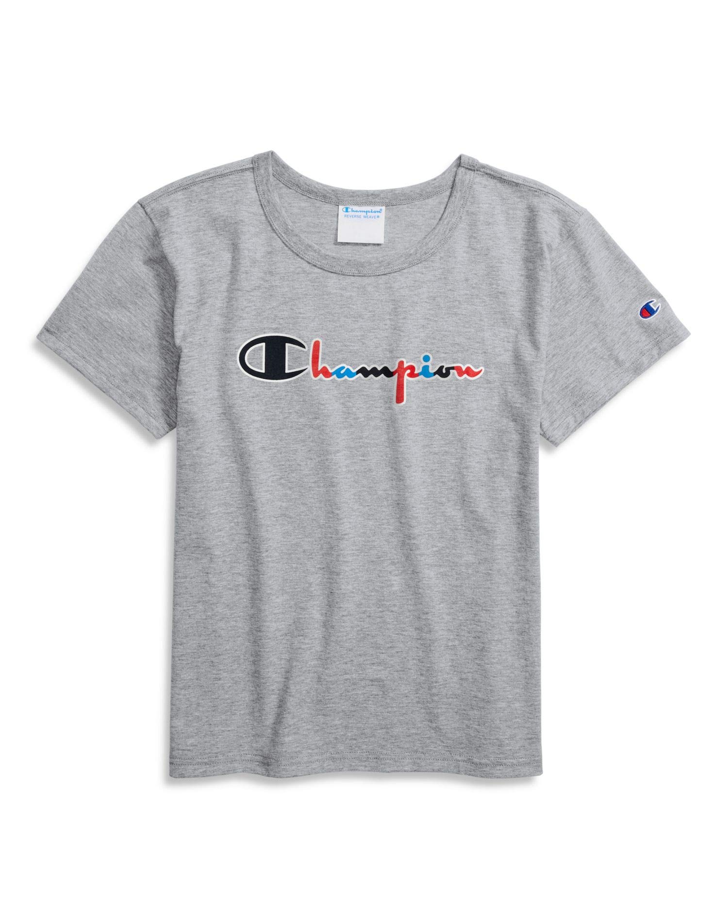 Champion Women's The Original Tee-3 Color Script, Oxford Gray, S