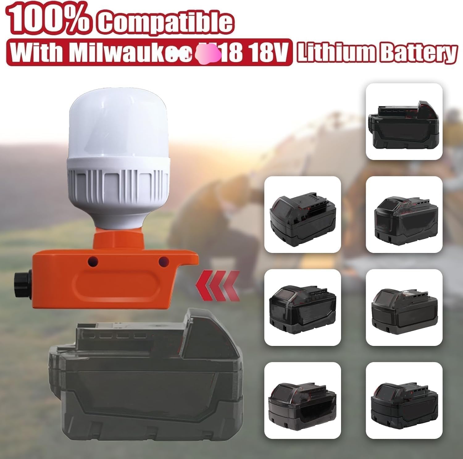 URUN 12W 1300LM LED Work Light for Milwaukee M18 18V Max Battery, 6500K Cool White Light, Adjustable 150-1300LM, Indoor/Outdoor Use