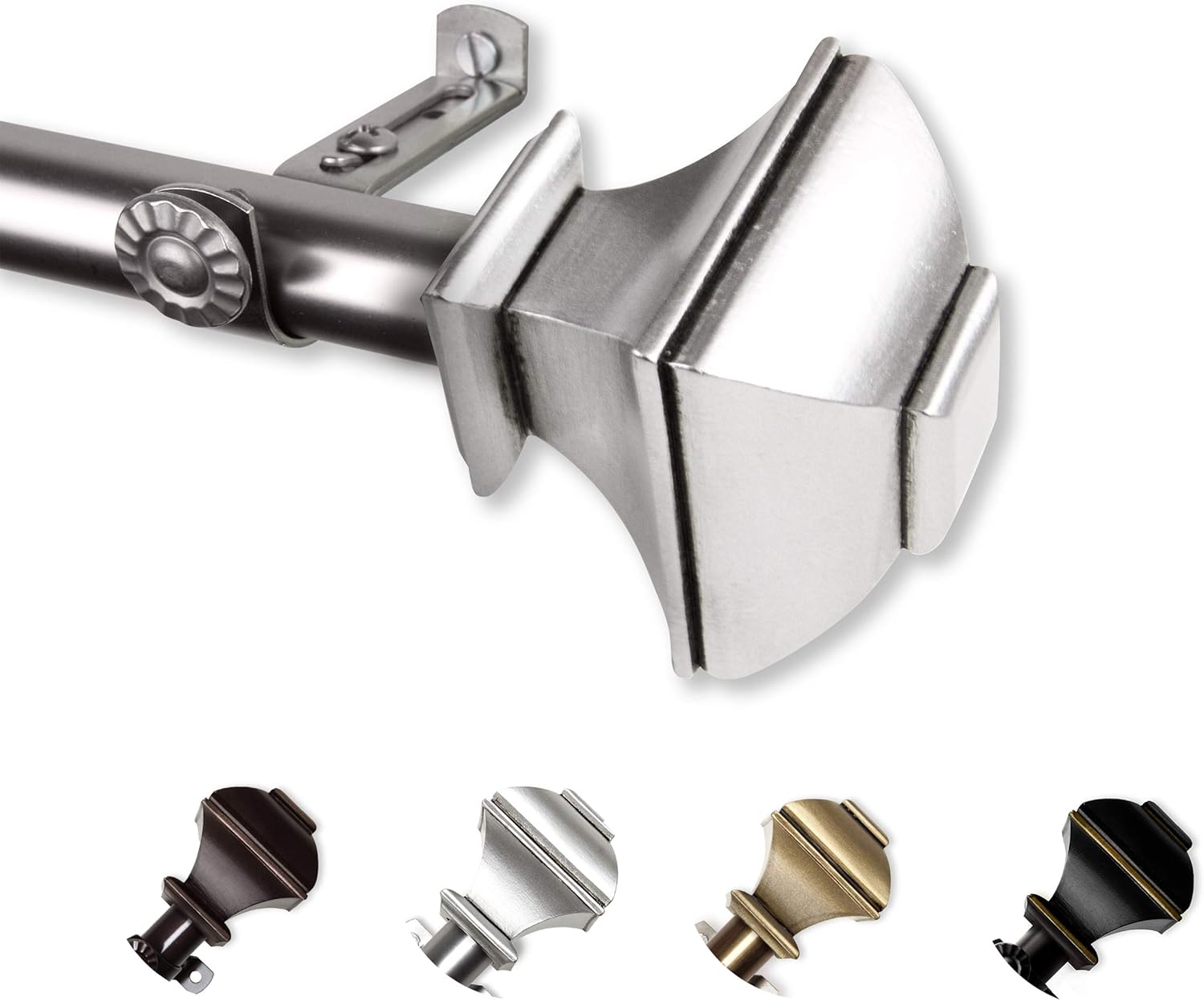 Rod Desyne 13/16" Moyat Single Curtain Rod, 28-48 inch, Satin Nickel