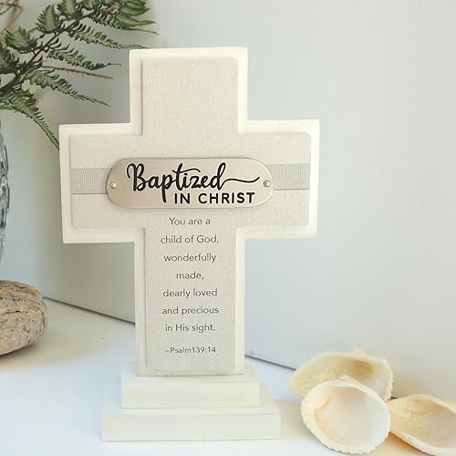 Miniatura 2 de Abbey + CA Gift Cruz de pie de madera, regalo para cristianos y católicos, 7 pulgadas (bautismo)