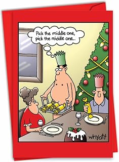NobleWorks Funny Christmas Greeting Card with 5 x 7 Inch Envelope (1 Card) Merry Christmas Holiday Middle One 1693