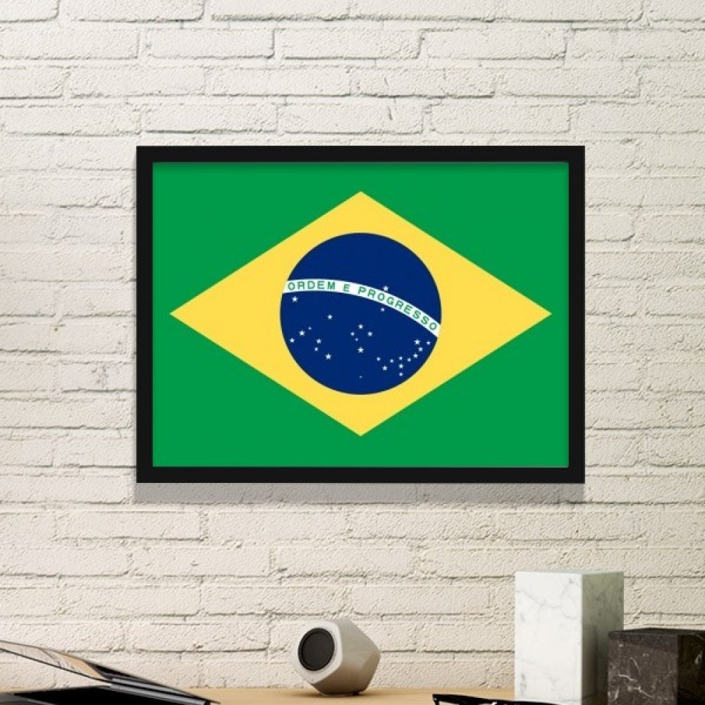 Tableau drapeau Brésil de qualité supérieure avec cadre noir élégant