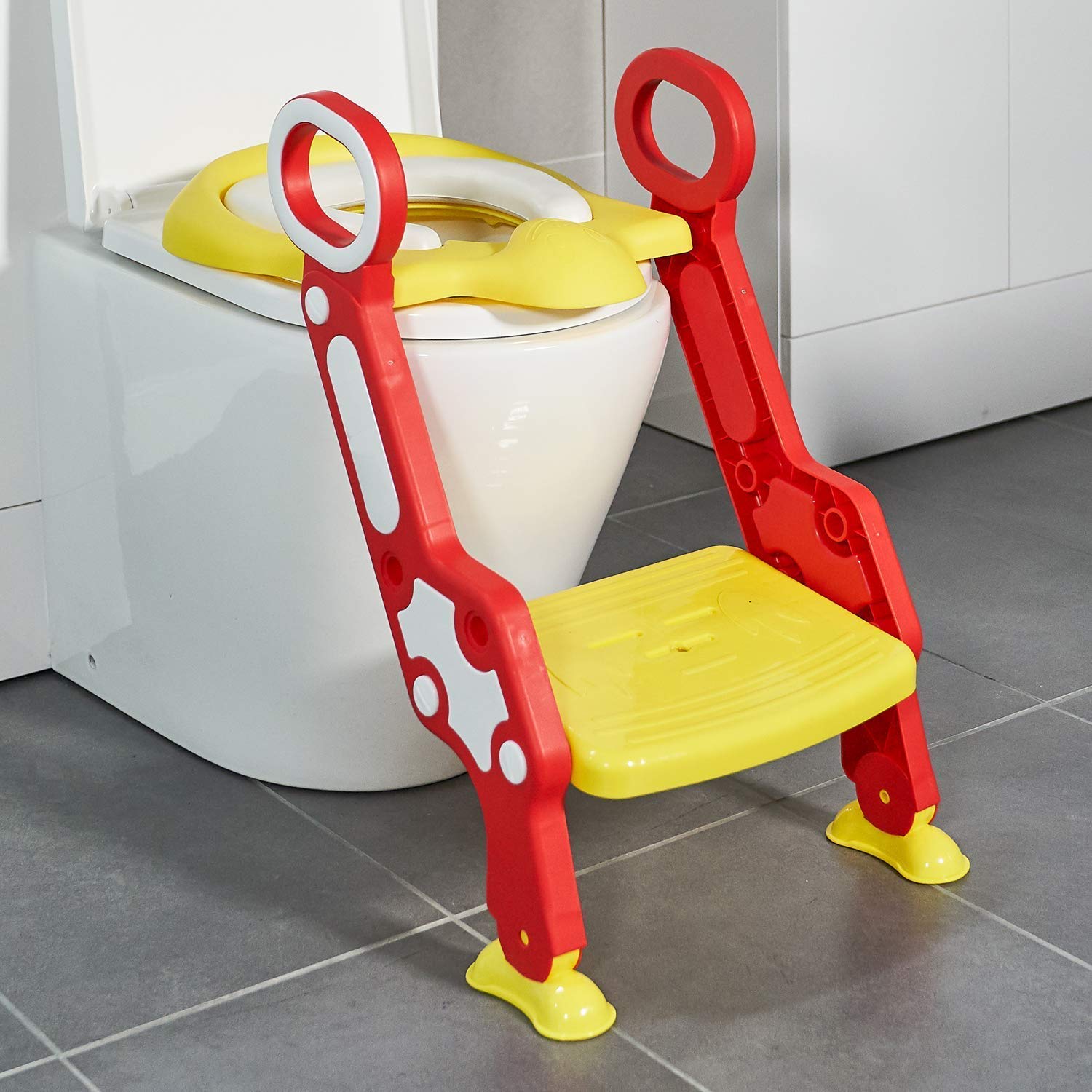 Techtest Toilet Potty Stand Foldable Seat with Ladder for Kids, Potty