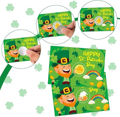 Miniatura 3 de 36 tarjetas de juego de duendes para raspar del día de San Patricio trébol de la suerte recuerdos de fiesta verde irlandés actividades divertidas