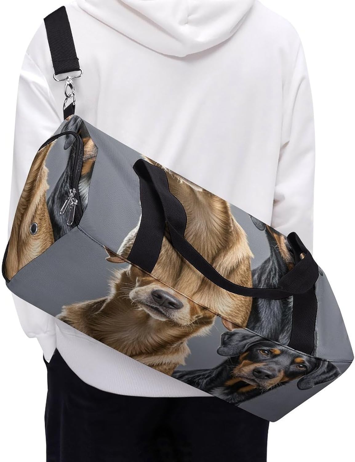 Gym Bag for Men Travel Duffle Bag Two Different Dogs Tote Bag Weekender Duffel Bag Weekender Bag for Sports