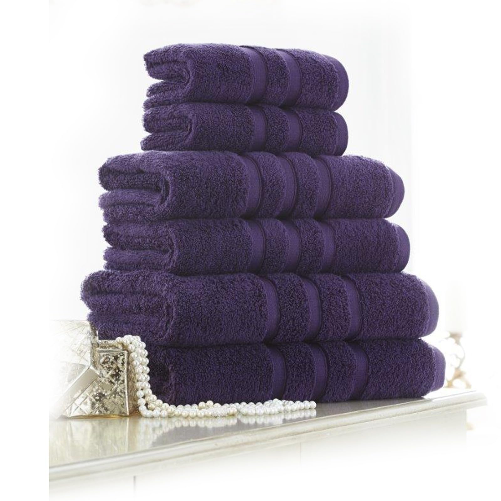 Fairwayuk Purple 4 Pack Hand Towels For Bathroom - Ultra Soft 100% Egyptian Cotton, Highly Absorbent 550 Gsm, Extra Large Thick Hand Towels, 50X80cm, Hotel & Spa Quality Towels,