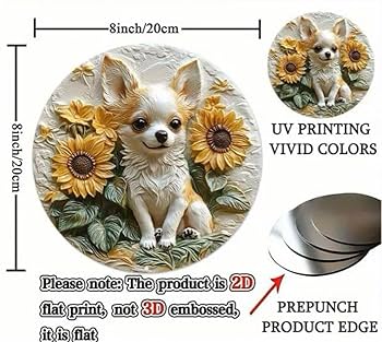 Amazon.co.jp: チワワ 向日葵 可愛い 犬雑貨 ブリキ パネル 看板