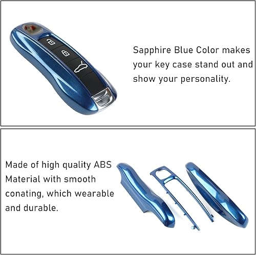 Miniatura 6 de Jaronx 2 fundas para llavero color azul brillante compatibles con Cayenne Panamera 2018-2024911 Carrera 2020-2024Taycan 2020-2024, fundas para