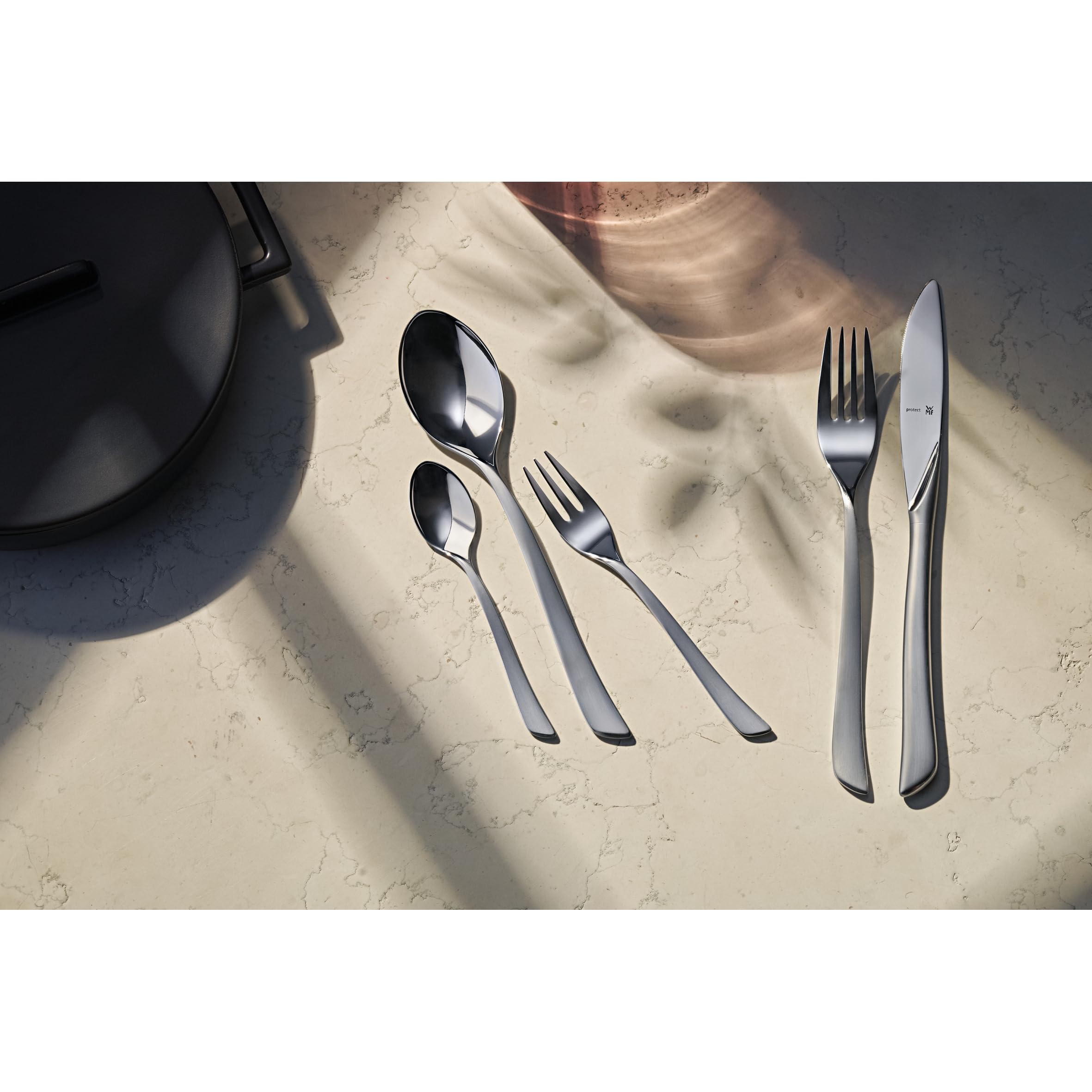 WMF Virginia Besteck Set 12 Personen, Essbesteck 60 teilig, Hohlheftmesser, Cromargan Protect poliert, kratzbeständig, spülmaschinenfest