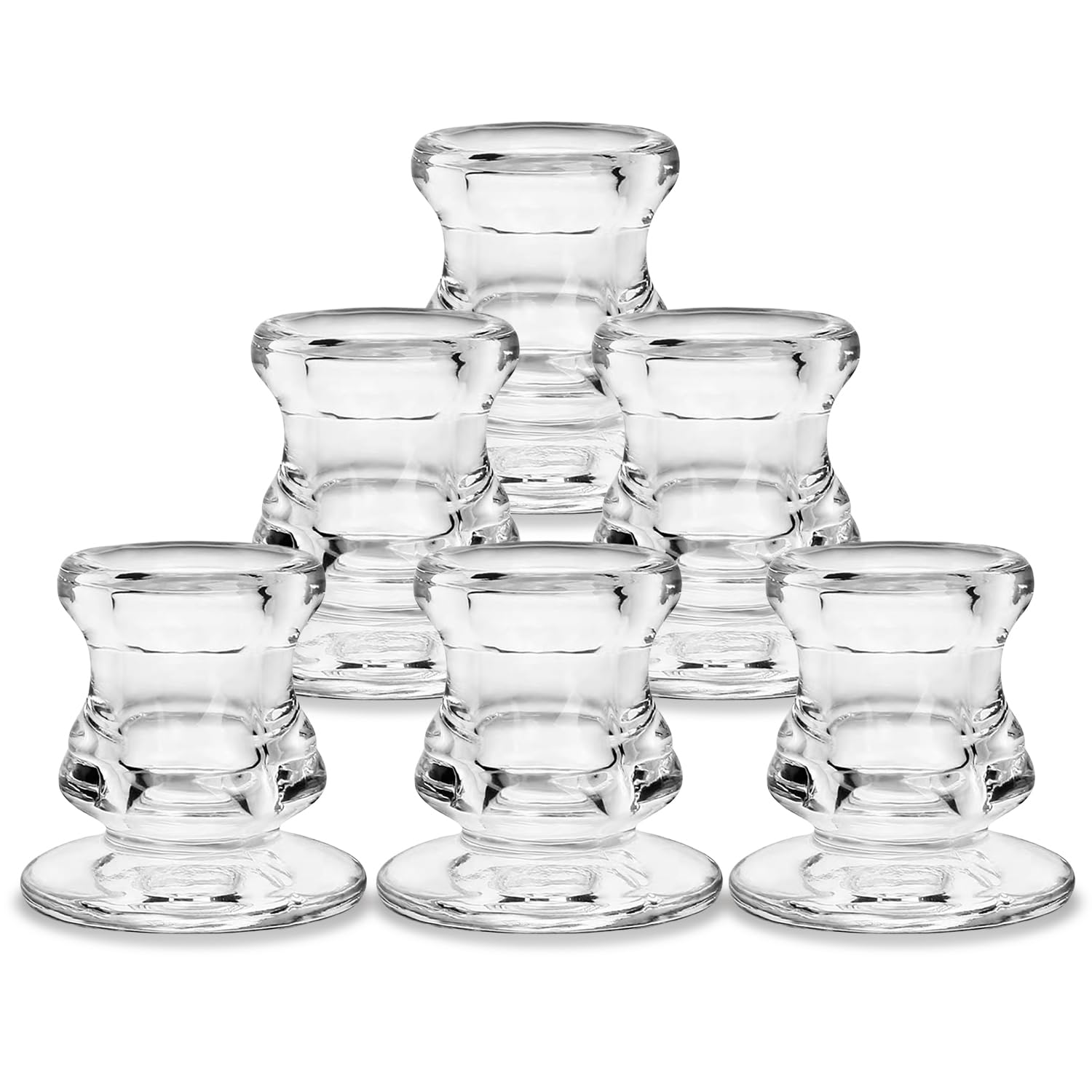 6 unidades de velas de cristal con forma de candelabro: Nizirioo de cristal, portavelas de cristal transparente, para velas de barra, velas de té, decoración de Halloween, boda, iglesia, decoración