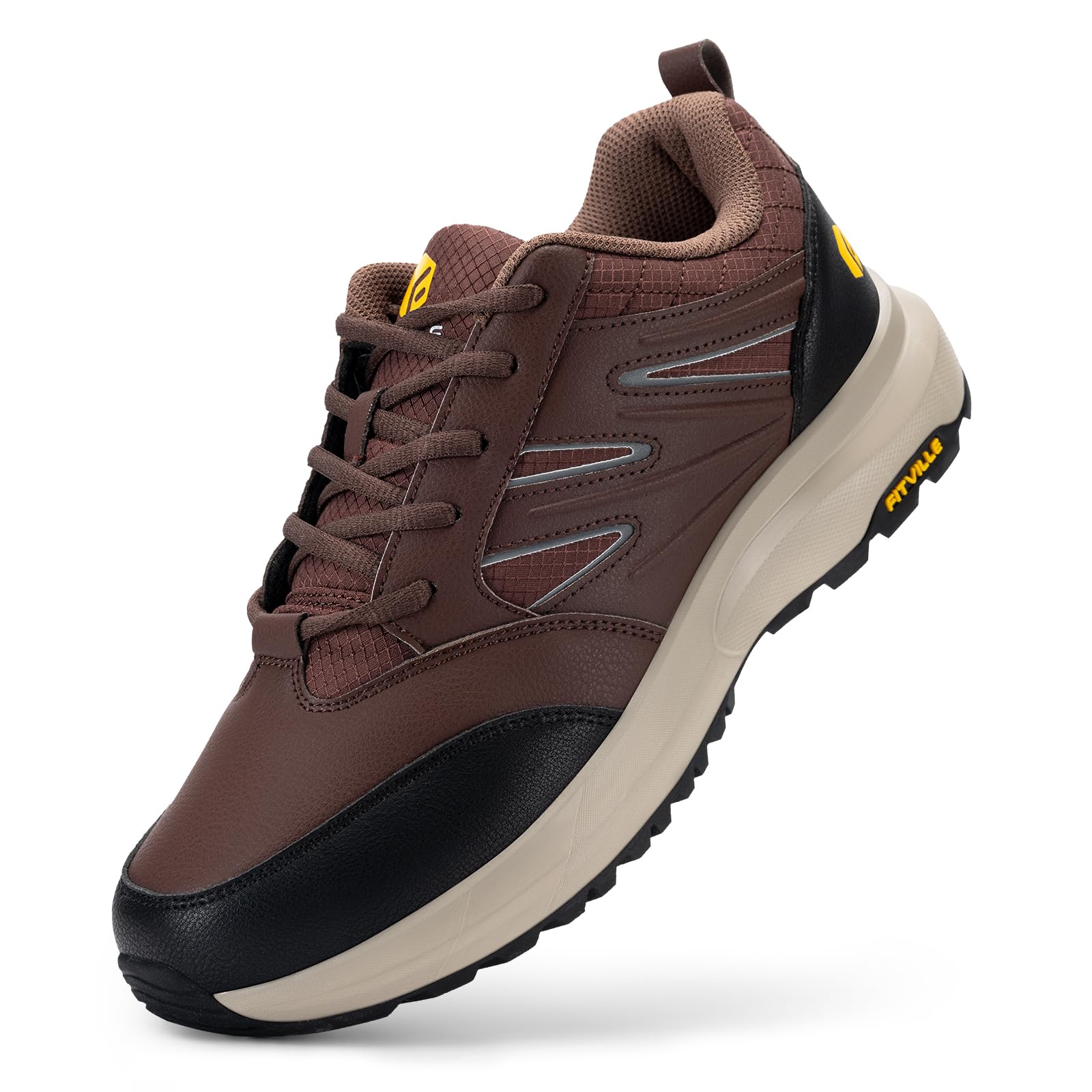 FitVille Mens Extra Wide Fit Hiking Shoes, Walking Trekking Trainers with Arch Support for Heel Pain Relief, Sturdy Core