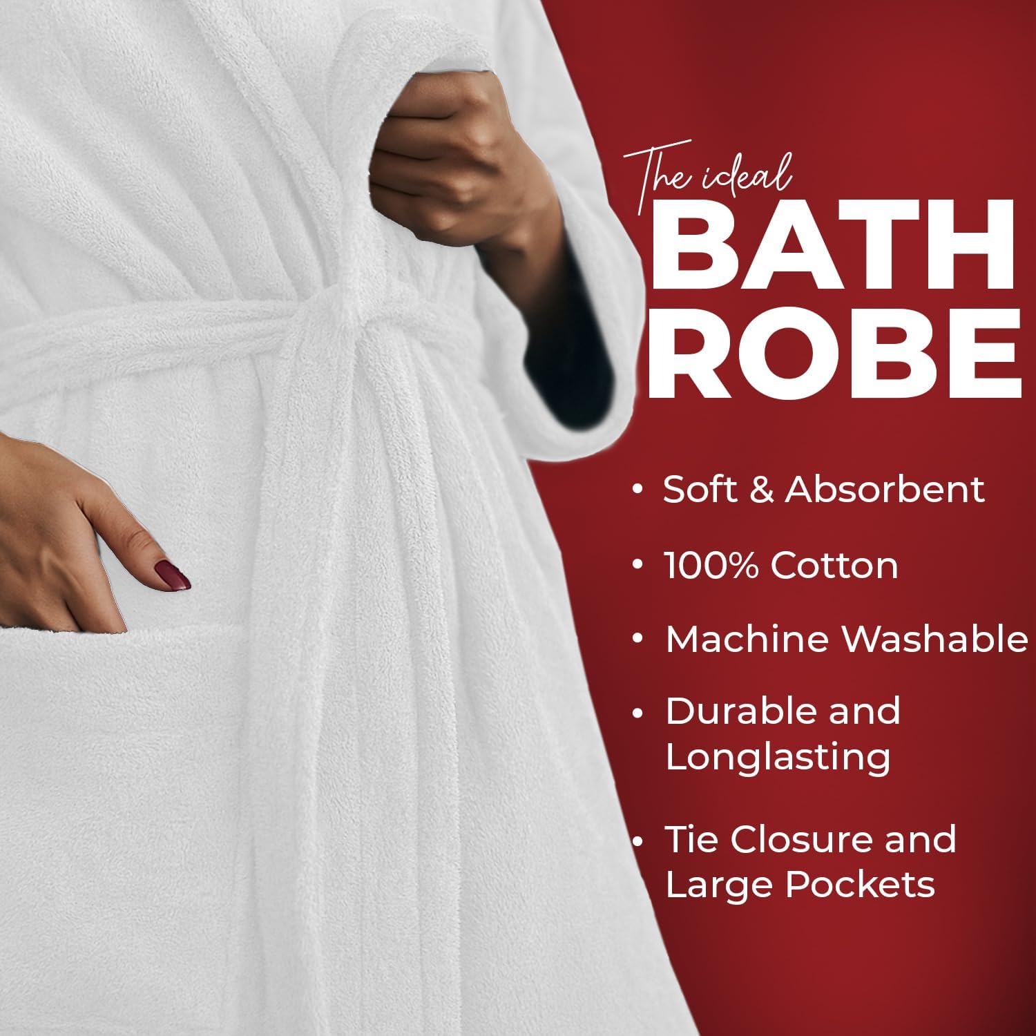 RIVERSIDE Premium 100% Cotton Terry Bathrobe For Women and Men - Soft Towel Robes with Shawl Collar Ajdustable Belt & Pockets