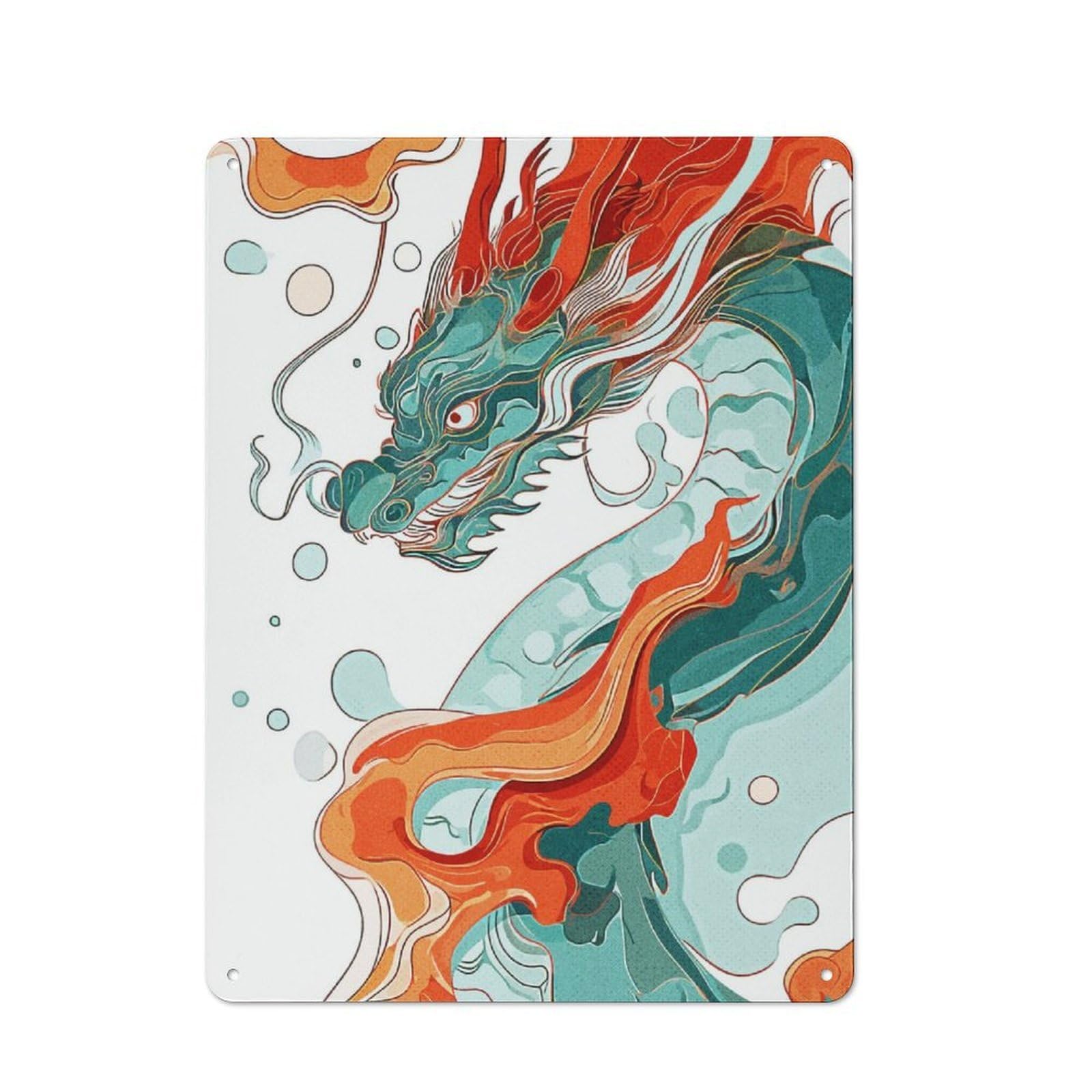 Junmoney Dragon Abstract Retro Metal Wall Sign 40X30cm With For Café Or Home Bar, For Cooler-Season Styling In Café And Home Bar