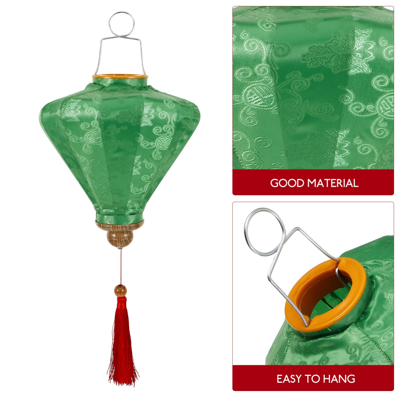 Cinese Lanterna Di Seta Vietnamita Lanterne Ovali Giapponese Lanterne Appese Hoian Lampada Asiatico Fiore Ornamenti Pieghevole Lampada Festiva Matrimonio Verde