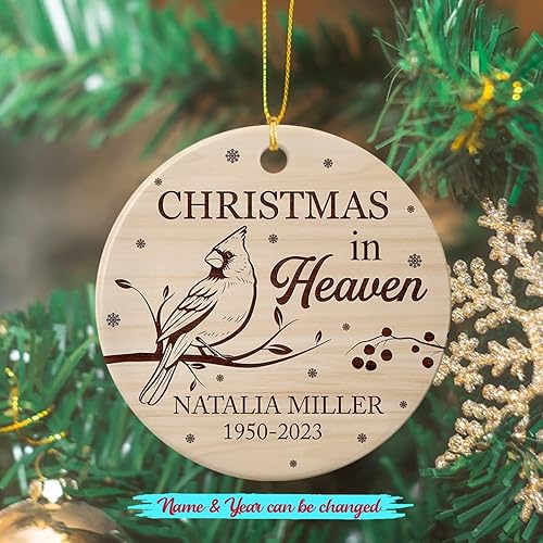 Vista 53 de Adorno de cerámica con cardenal personalizado en memoria amorosa, los seres queridos pueden dejar este mundo pero nunca dejan nuestros corazones