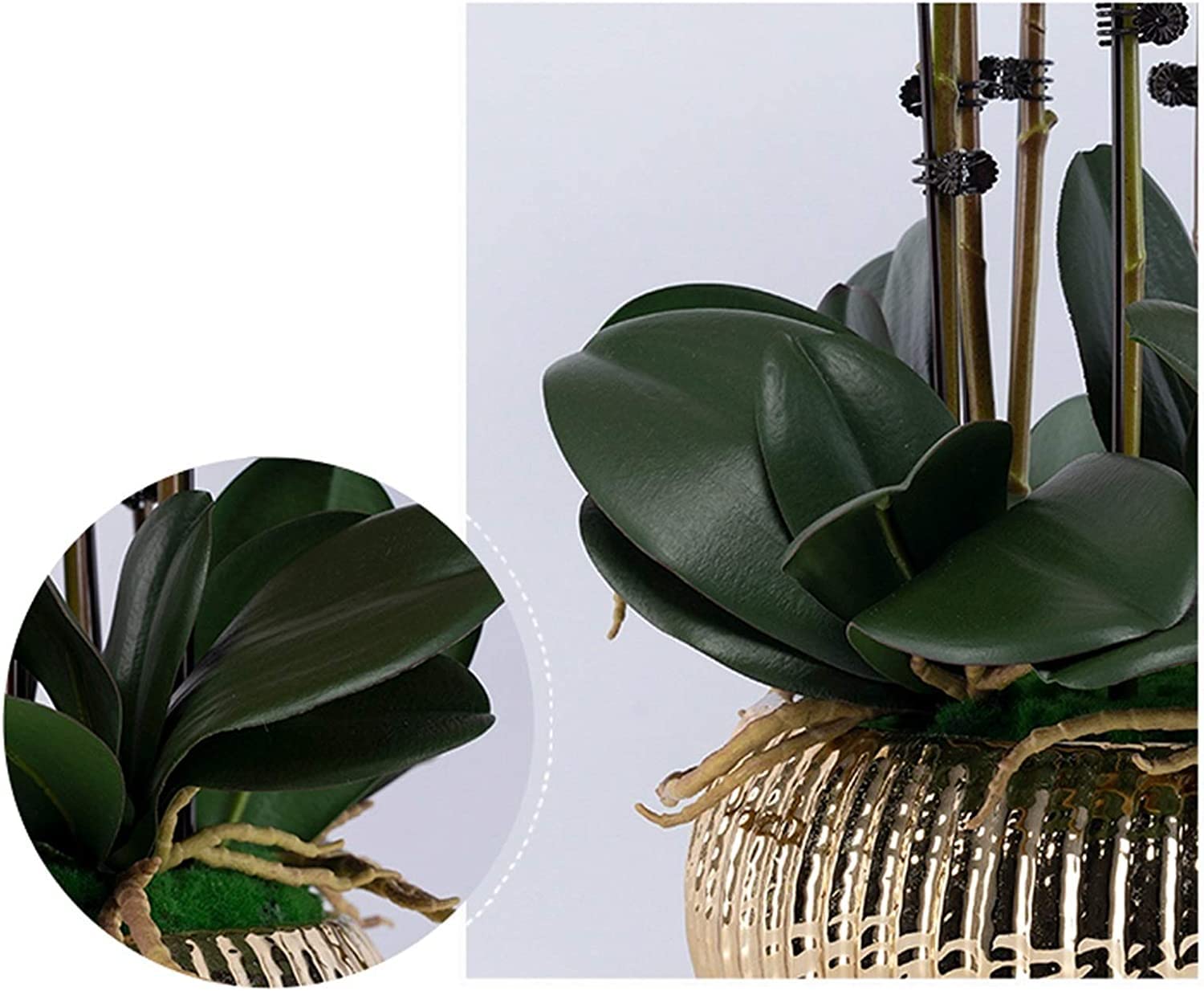 sztuczne kwiaty Phalaenopsis, Sztuczna orchidea Phalaenopsis Bonsai w wazonie 25 cali wielokolorowa(Purple)
