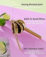 Vista 3 de Exprimidor de limón de acero inoxidable Cuenco exprimidor de metal sólido resistente Exprimidor manual grande de cítricos y exprimidor de lima