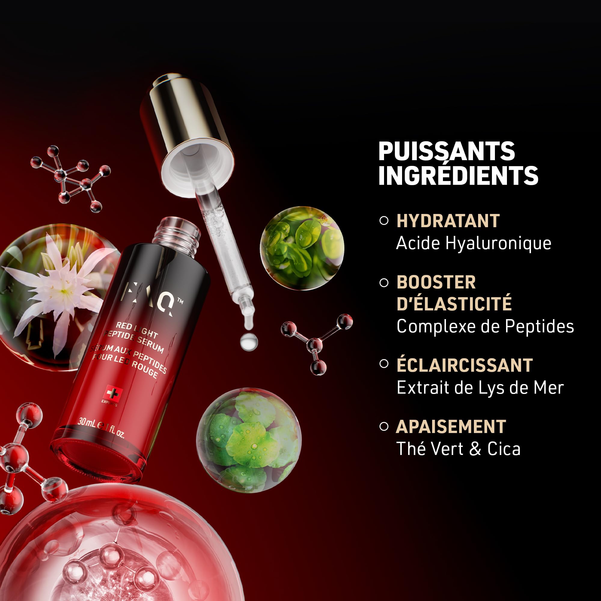 FAQ Red Light Peptide Serum – Sérum visage au collagene et acide hyaluronique, hydratant pour femmes, hommes, soin LED optimisé à l’acide hyaluronique au collagène