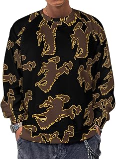 Wyoming Logo Men's Sweatshirts Basic Crew Neck Long Sleeve Pullover Sweater Tees Tops