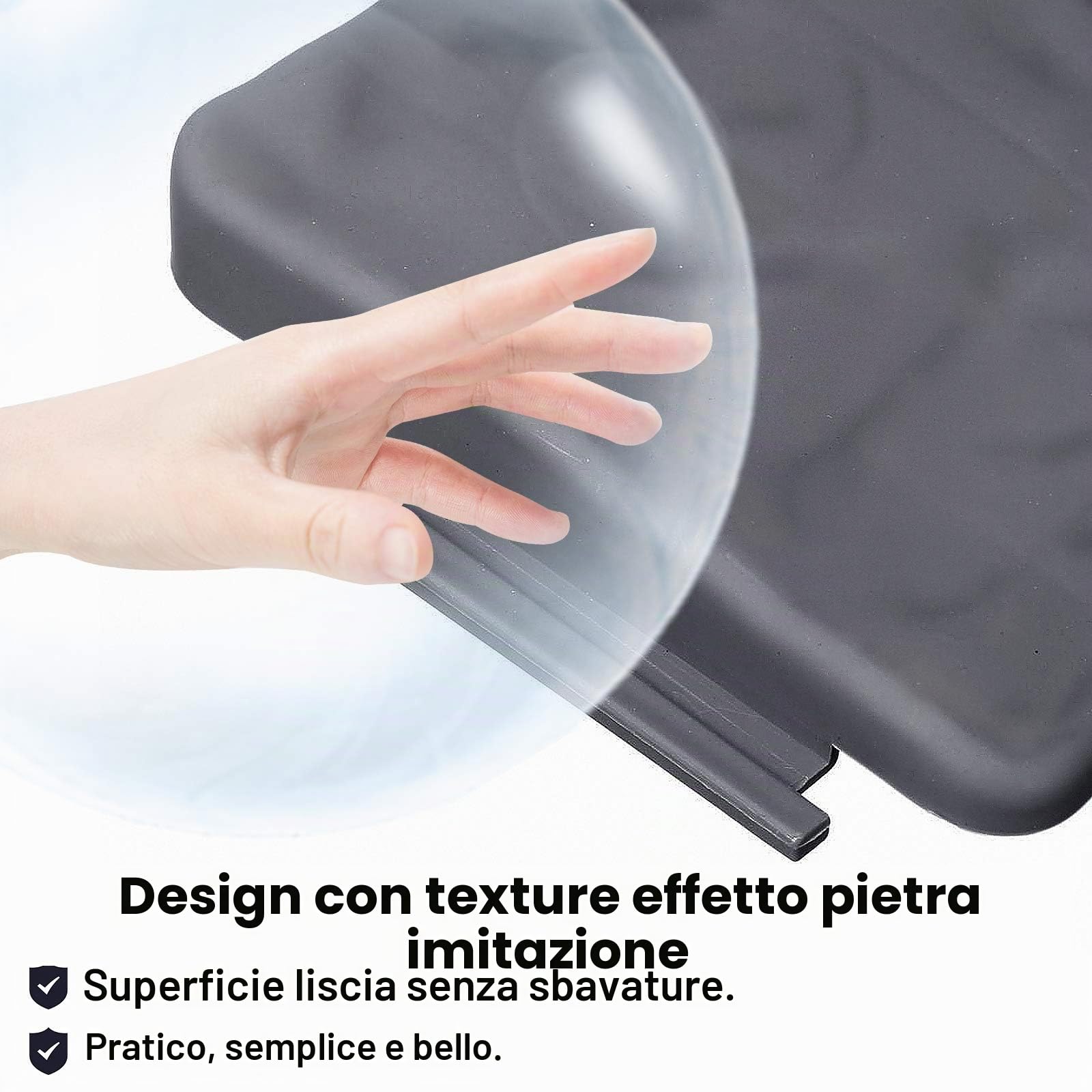UISEBRT 30 Pezzi Bordo per Giardini Grigio 7.5m, Bordo per Prato in plastica, Effetto Pietra, Palizzata per Giardino Bordo Aiuole, Antracite