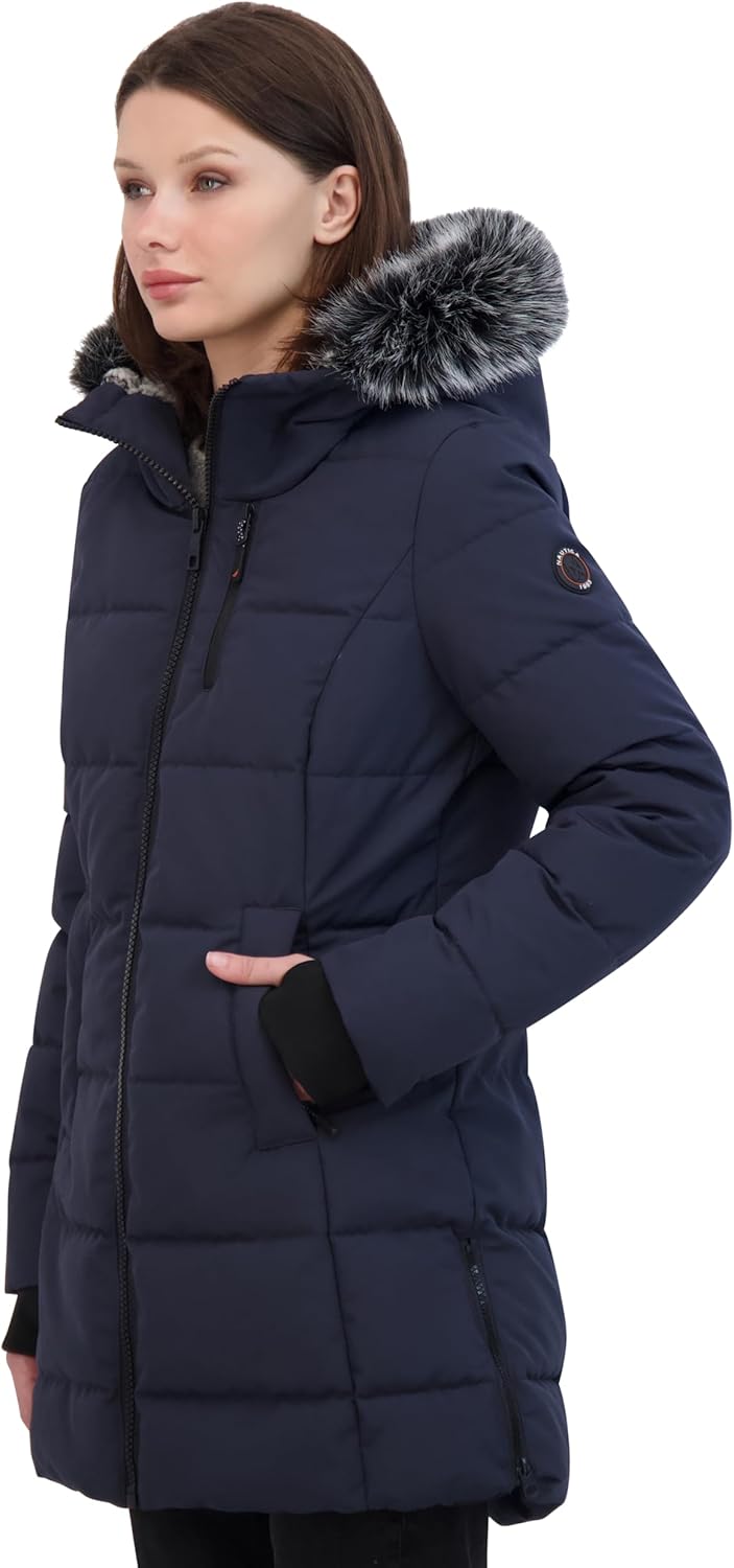 Nautica Women's Heavyweight Puffer Jacket With Faux Fur Lined Hood - Image 4